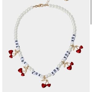 NEW Betsey Johnson RED HOT HEARTS CHERRY NECKLACE RED